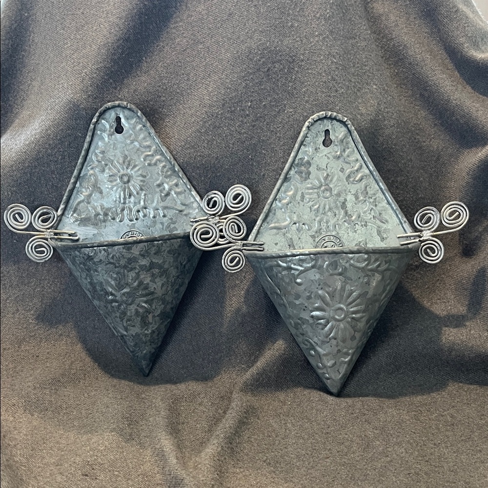 Metal Wall Vase Pair by Hosley